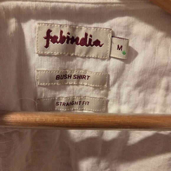 Fabindia Men's White Cotton Button Down Shirt Straight Fit NWOT Size Medium - Picture 1 of 3